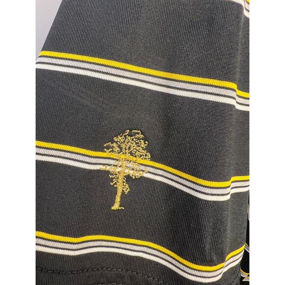 Under Armour HeatGear Golf Polo Black Yellow Stripe Tree Logo Custom Logo Large - Picture 5 of 12